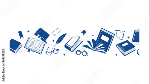 Literacy Illustration: A decorative illustration that brings together classic literary elements, creating an inviting visual.