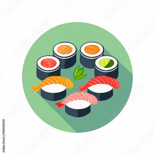 シンプルな寿司セットのベクターアイコン（和食・握り）