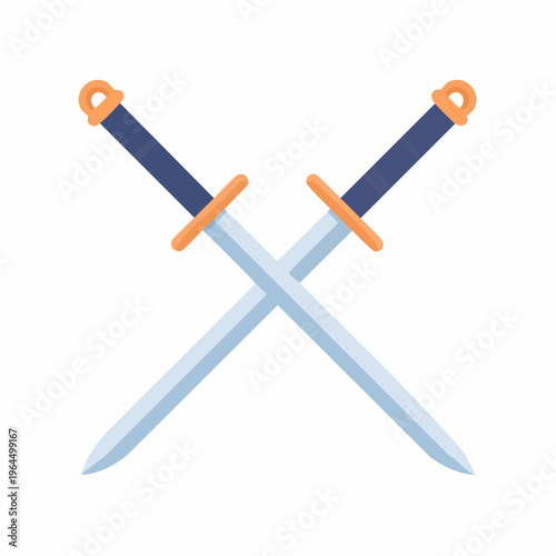 シンプルな交差した日本刀のベクターアイコン（侍・武士）