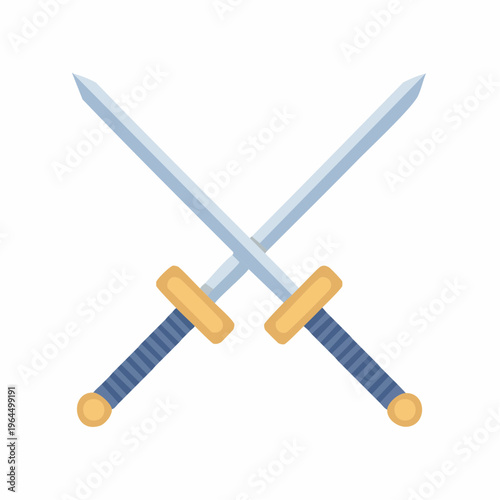 シンプルな交差した日本刀のベクターアイコン（侍・武士）