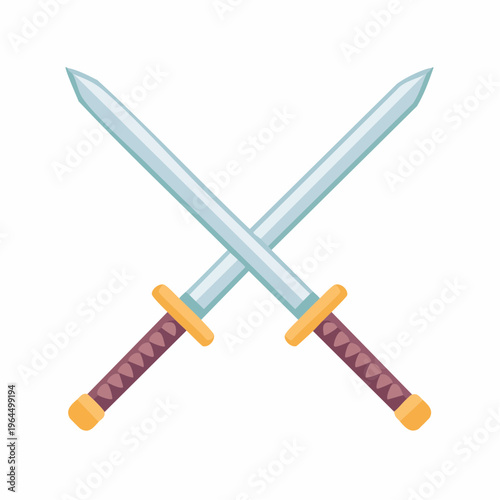 シンプルな交差した日本刀のベクターアイコン（侍・武士）