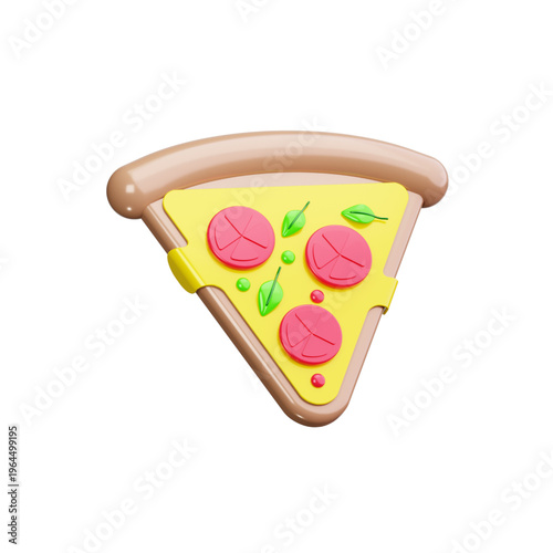 Appetizing 3D rendered pizza slice. Delicious graphic ideal for fast food menus, restaurant dining, digital meals, or Italian cuisine serving concepts
