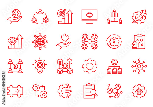 Business Integration icon set. Editable line icons. Vector illustration.