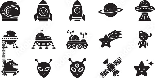 Black and white of robots animals vehicles and isolated on white background