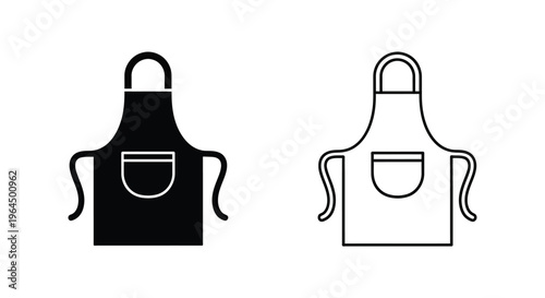 Black and white apron icons for cooking and kitchen Vector