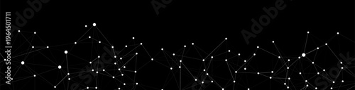 Abstract technological background featuring interconnected white dots and lines forming a complex digital network on a dark backdrop, perfect for modern tech concepts.