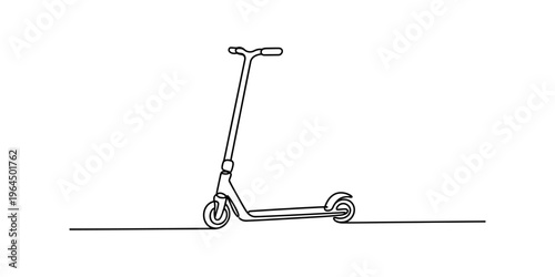 A continuous line drawing of a kick scooter isolated on a plain white background for design work Vector, illustration
