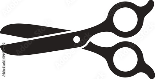 Black vector graphic illustration of a pair of scissors