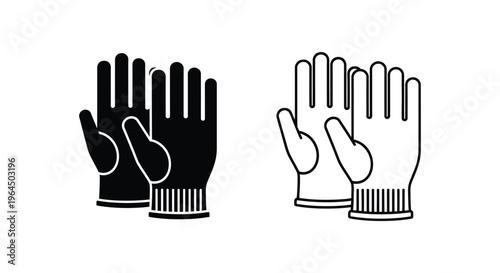 Black and white glove illustration pair Vector