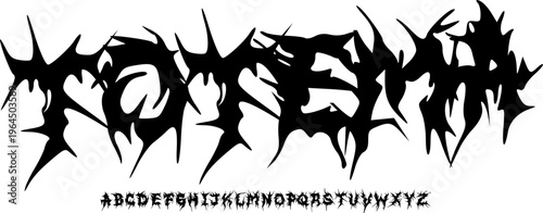 Extreme Metal Display Font Alphabet – Aggressive Spiky Font Type with Thorny Distorted Shapes, Brutal Typography Meaning for Death Metal Logos, Band Artwork, and Underground Graphic Design Projects