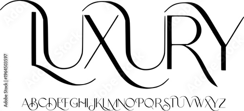 Elegant Luxury Display Font Alphabet – High-End Modern Serif Font Type with Flowing Swash Curves, Premium Typography Meaning for Fashion Beauty Logos, and Sophisticated Graphic Design Projects