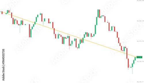 Forex trading candlestick chart with downward trend line isolated on transparent background EPS 10