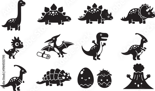 Black silhouettes of various animals and insects including bird bat cat spider butterfly and ladybug