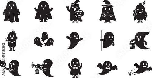 Black silhouettes of various animals and mythical creatures in different poses and settings