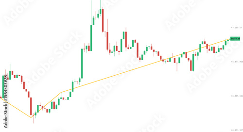 Forex trading candlestick chart with downward trend line isolated on transparent background EPS 10