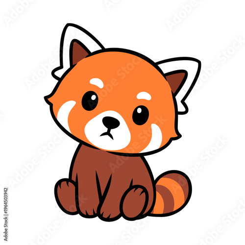 Cute Red Panda Sitting Cartoon Illustration