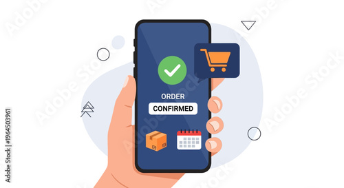 Online Order Confirmed on Mobile Phone: E-commerce, Shopping Success, and Digital Delivery Tracking Concept
