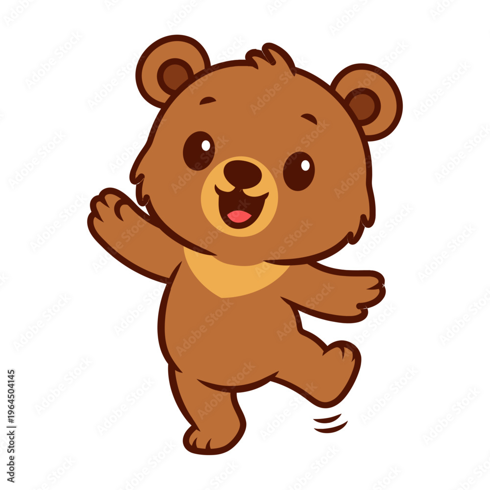 Obraz premium Cute Happy Bear Cartoon Illustration