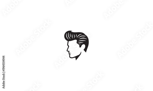 Modern Men's Pompadour Hairstyle Silhouette - Trendy Barber Shop Logo Vector Icon for Hair Salon and Grooming Branding