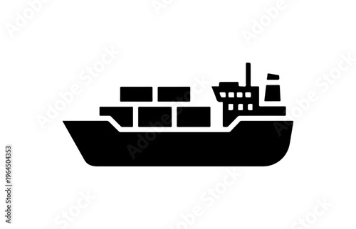 Modern Container Cargo Ship Vector Icon