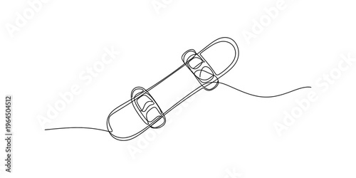 A single continuous line drawing of a simple surfboard design floating on a plain white background Vector, illustration