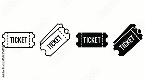 Ticket icon. Simple ticket illustration. Cinema, theatre, concert or event pass symbol isolated.