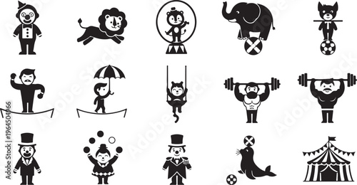 Set of diverse cartoon characters and in black white and gray tones diverse people animals black and white