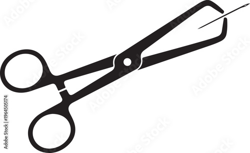 Surgical Needle Holder Forceps Icon Medical Suturing Tool Silhouette Vector for Healthcare and Operation Equipment Design