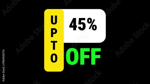 Up to Percent Discount Animated Text Banner, Big Sale Promo Typography, Dynamic Text Animation