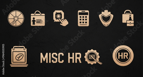 Human Resources Icons - Time Management, ID, Selection, Calculator, Security, and HR.