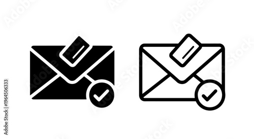 Email success icon, confirmation message, sealed envelope with checkmark
