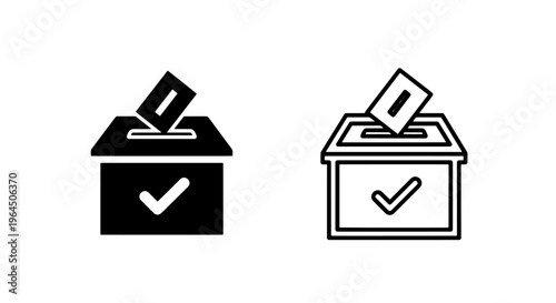 Ballot box with checkmark icon, voting concept, election symbol