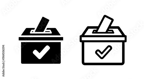 Ballot box with checkmark icon, voting symbol, election graphic
