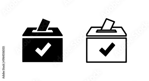 Ballot box and check mark icon - vote cast, election verified, political choice