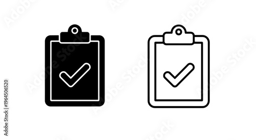Clipboard with check mark icons - black and white styles