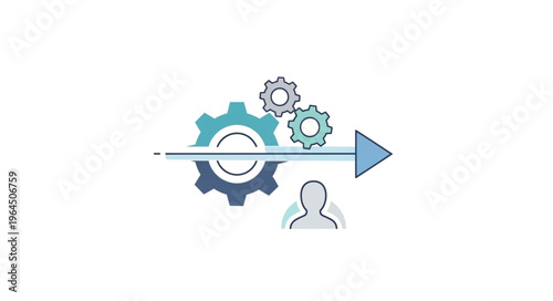 Process Automation - Gears, Arrow, and Human Figure Representing Efficiency.