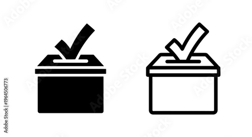 Ballot box with check symbol - election voting icon with check mark with black and white