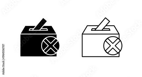 Voting box reject check mark icon, no vote, disapproval, x mark