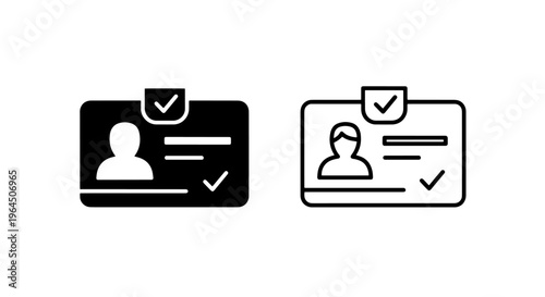 Verified id card with person silhouette and approval checkmarks