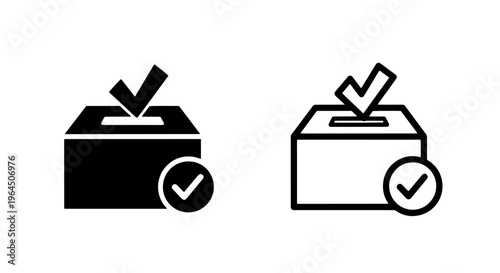 Ballot box icon with checkmark, voting and approval symbol, vector illustration