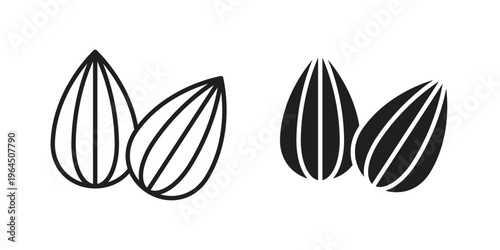 Almond icons. Vector graphic. Editable vector stroke. EPS 10.