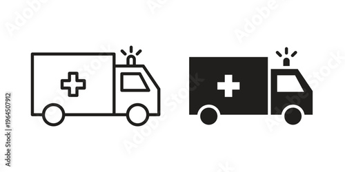 Ambulance icons. Vector graphic. Editable vector stroke. EPS 10.