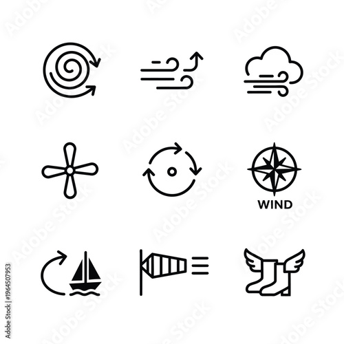 Set of Weather and Wind Icons for Design.