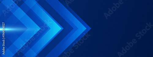 Abstract Blue Background with Geometric Arrow Shapes and Light Effect