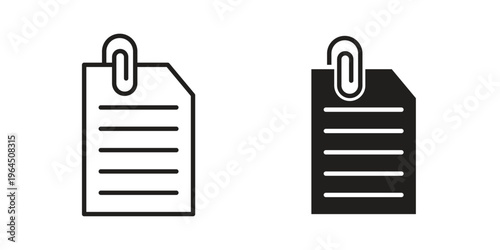 Attach document icons. Vector graphic. Editable vector stroke. EPS 10.