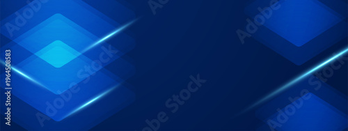 Abstract blue background with geometric shapes and light streaks