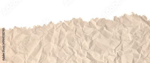 Cardboard horizontal down border with folded and torn craft paper beige teture. Rip note ripped with texture piece strip and notebook fold brown. Scrap kraft page carton with torn edges for collage