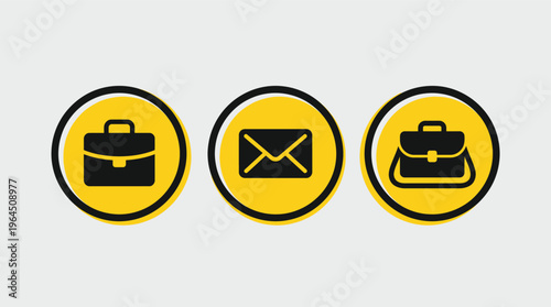 Vector graphic illustration of business icons including briefcases and an envelope