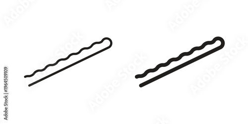 Bobby pin icons. Vector graphic. Editable vector stroke. EPS 10.