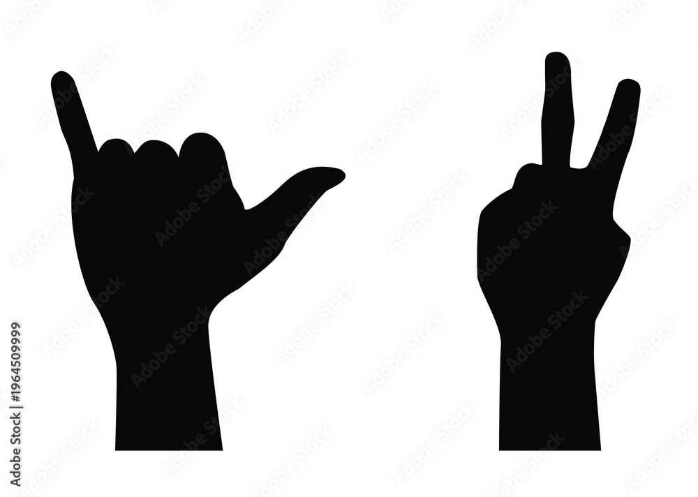 Obraz premium Hand gesture V sign for victory or peace line art vector icon of a victory V salute or peace hand sign in a minimalist, vector illustration.